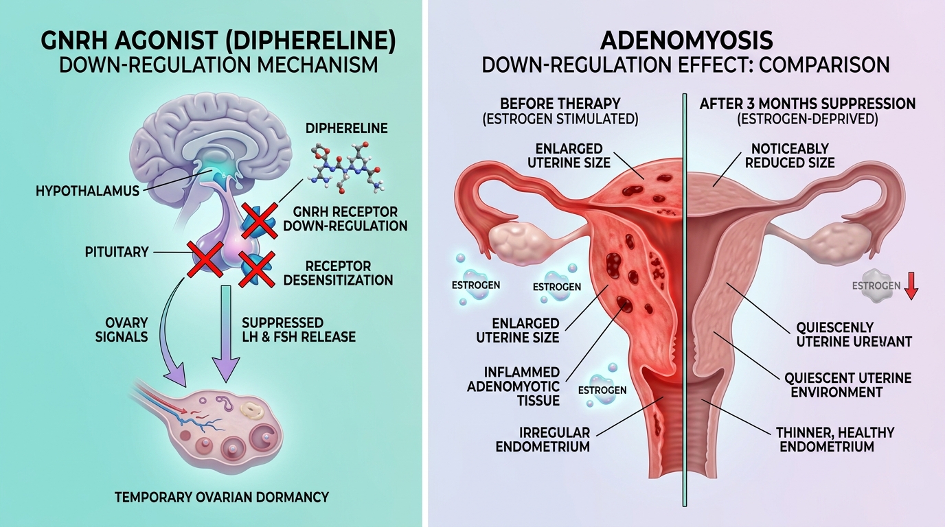 Cơ chế phác đồ ngủ đông buồng trứng và cơ tử cung bằng thuốc GnRH agonist Diphereline