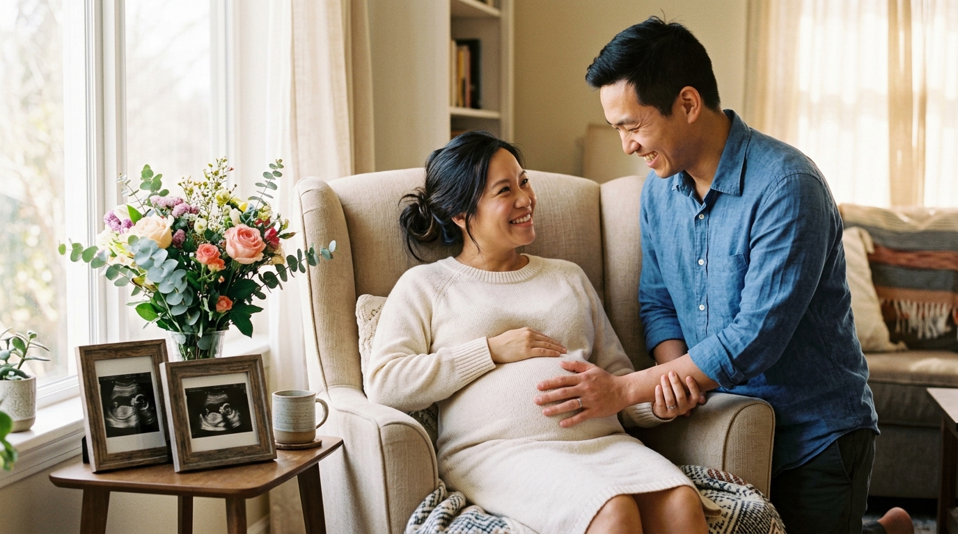 Mẹ bầu hạnh phúc mang thai an toàn sau khi điều trị khống chế Adenomyosis thành công